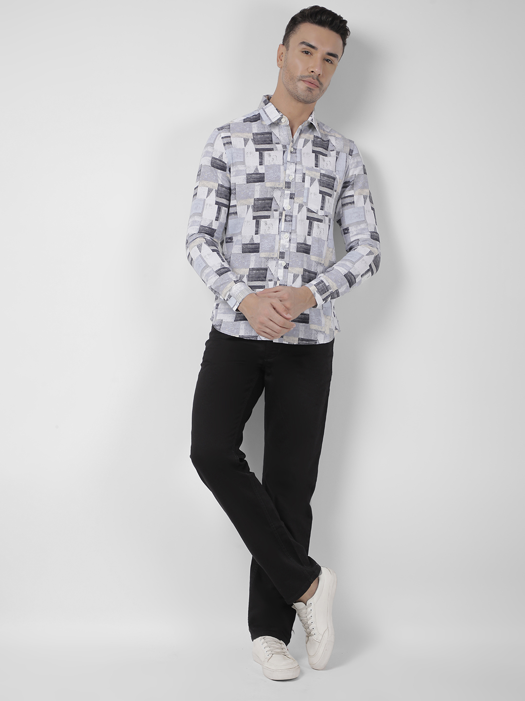 Numero Uno Men Abstract Blue Shirt